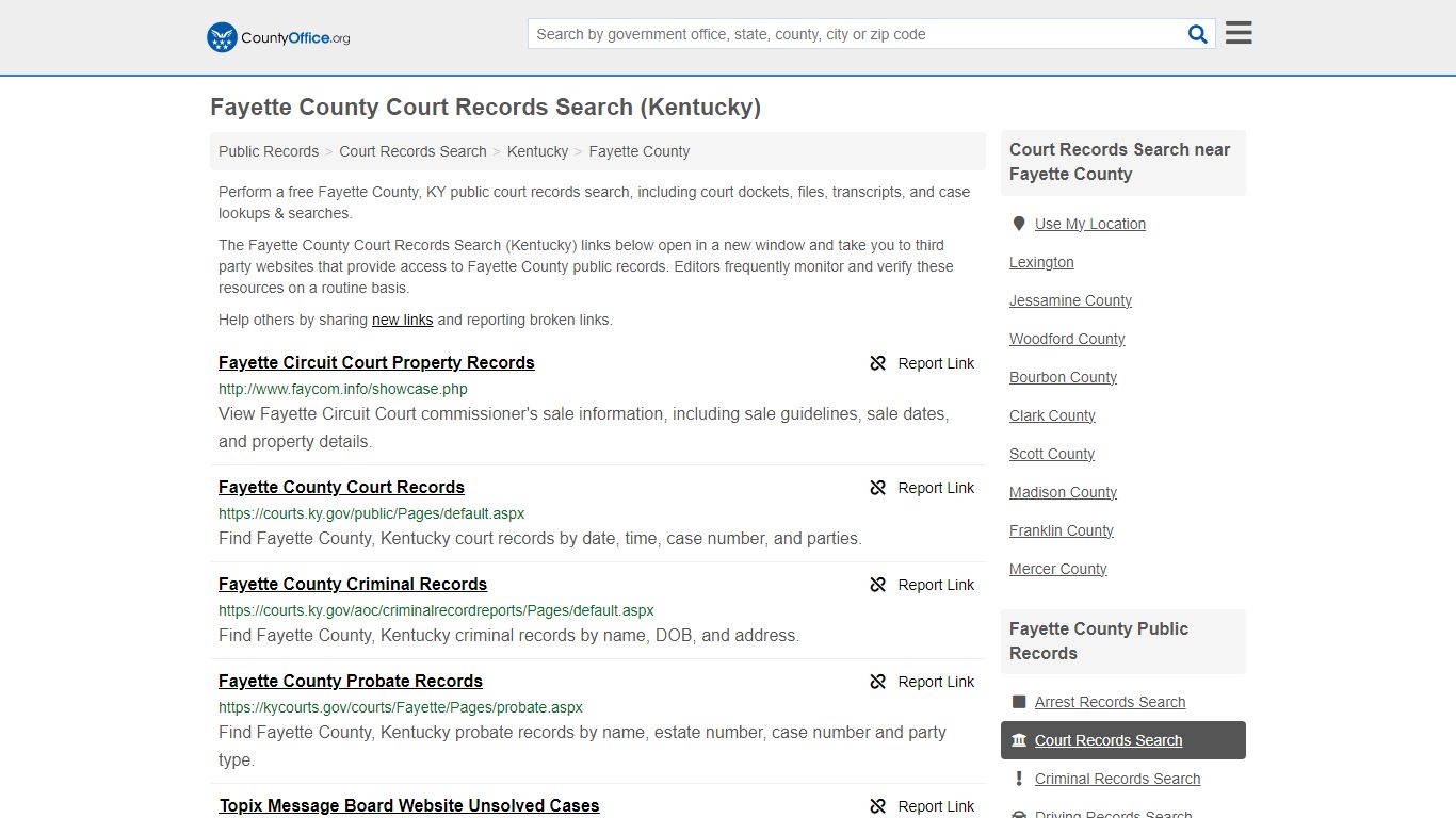 Fayette County Court Records Search (Kentucky) - County Office